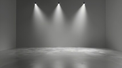 Poster - soft gray studio room with spotlight empty grey floor backdrop minimalist background digital illustration