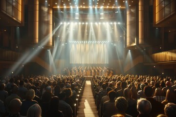 Poster - A bustling concert hall filled with people. Suitable for event promotions