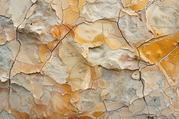 Poster - Close-up shot of a weathered wall with peeling paint. Perfect for adding texture to design projects