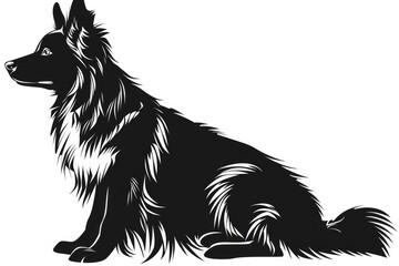 Poster - Detailed black and white illustration of a dog, suitable for various projects