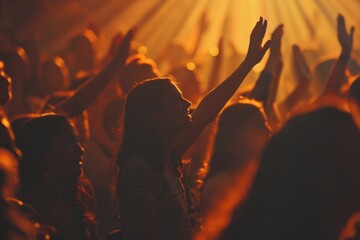 Poster - A lively crowd at a concert, perfect for music events