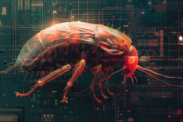 Aufkleber - Close up of a bug on a circuit board. Suitable for technology concepts
