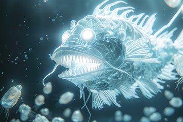 Poster - Close up of a fish with its mouth open, suitable for aquatic themes