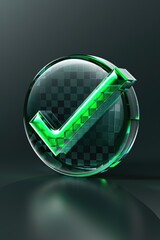 Aufkleber - A glass button with a green check mark. Suitable for use in business and technology concepts