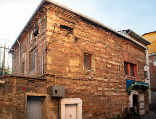 old stone facade building street view in istanbul