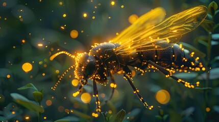 Poster - Detailed close up of a bee on a plant. Perfect for nature and wildlife concepts