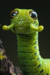 Aufkleber - Close up of a green caterpillar on a tree branch. Suitable for nature and wildlife themes