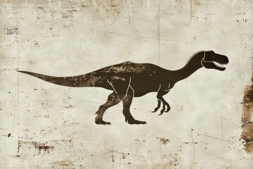 Poster - A striking silhouette of a dinosaur against a textured grunge backdrop. Perfect for adding a touch of prehistoric charm to your designs