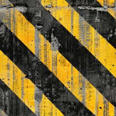 Poster - A sign with yellow and black stripes on a concrete wall. Suitable for industrial or construction concepts