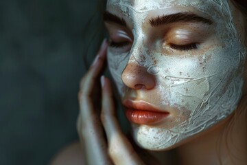 Poster - Close up of a woman wearing a face mask, suitable for healthcare concepts