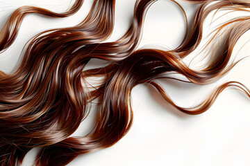 Wall Mural - Beautiful shiny healthy hair curls texture isolated on white background