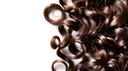 Wall Mural - Beautiful shiny healthy hair curls texture isolated on white background