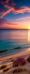 Wall Mural - Beach sunset shot , ocean sea, water