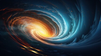 Poster - vortex of digital particles swirling and morphing into a mesmerizing wave pattern, 