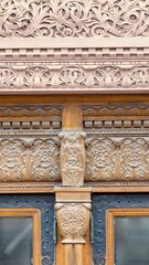 Canvas Print - Colonial wood decoration at entrance door, Old City Hall building, Toronto, Canada