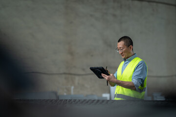 Wall Mural - person working with tablet in workshop