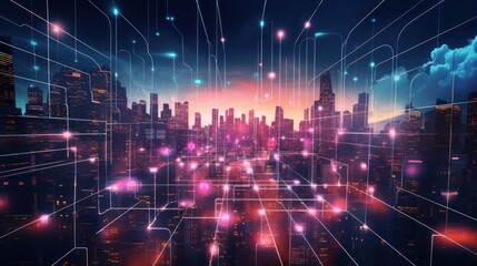 Poster - network of interconnected blockchain data fields,