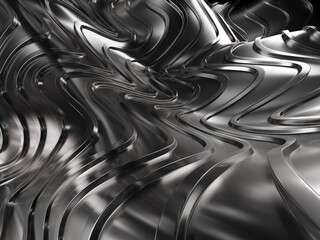 Wall Mural - Abstract Metallic Waves Background. Aluminum Stripes with Light Reflections