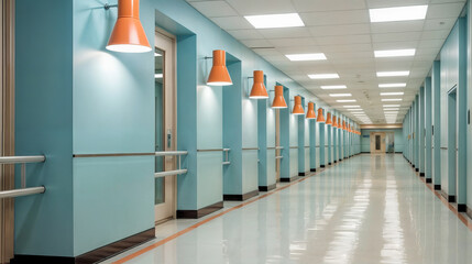 Canvas Print - corridor in the hospital created with Generative AI technology