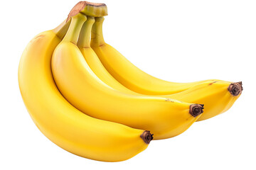 group of yellow bananas isolated on transparent background