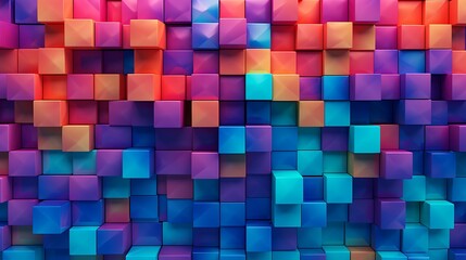 Wall Mural - a block background made from many plastic square blocks put in random position