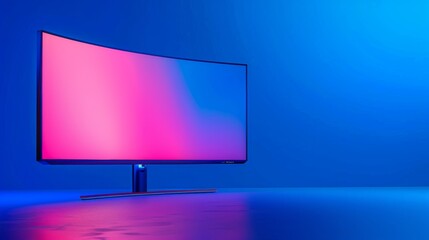 Poster - Curved high-definition monitor with vibrant colors in a pop art style setup