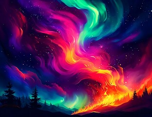 Wall Mural - Aurora's Chromatic Symphony
