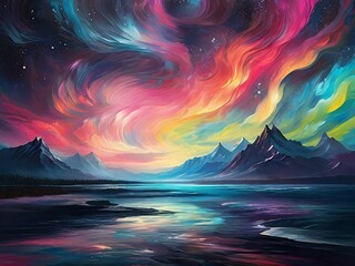 Wall Mural - Aurora's Chromatic Symphony