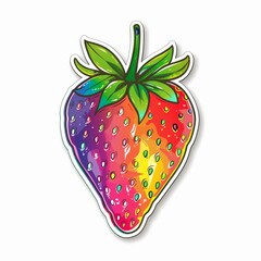 sticker design for a rainbow colorful  strawberry isolated, white background, for prints,patters, design