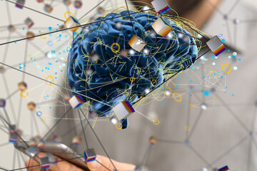 Poster - intelligence brain ai digtal 3d artificial intelligence