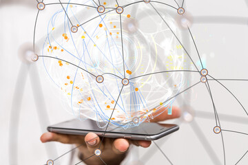 Poster - conference Digital Network and data concept 3d