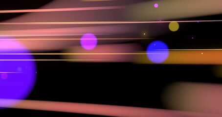 Poster - Neon streams move along curved trajectory on black