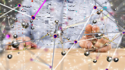 Canvas Print - Neural network 3D illustration. Big data and cybersecurity - 3d