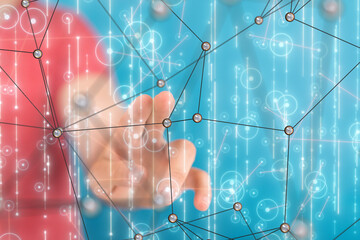 neural network 3d illustration. big data and cybersecurity