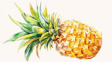 Wall Mural - watercolor_pineapple_on_white_background