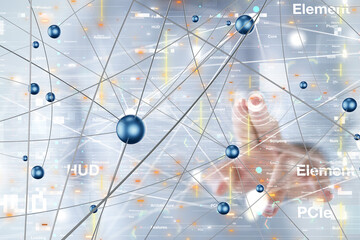 Aufkleber - Global network. Blockchain. 3D illustration. Neural networks and artificial intelligence. Abstract