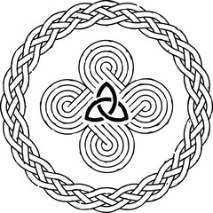 Grunge Round Viking Pattern with Celtic Triquetra Swirl Knot