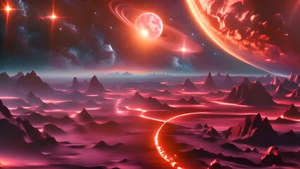 Wall Mural - planets and stars painting in the sky generative ai