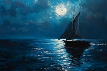 sailboat at night