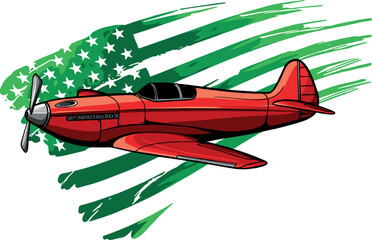 Wall Mural - Vector illustration of old fighter plane design