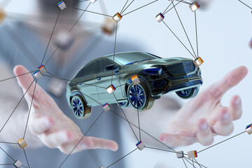 Poster - Energy car concept. Vehicle EV charge battery electric