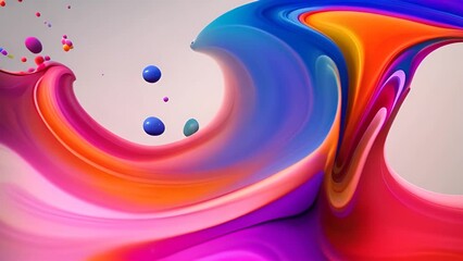 Poster - Multicolored Liquid Swirl on Gray Background Generative AI