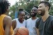 © Jorge Ferreiro - Friends playing basketball Afro american players