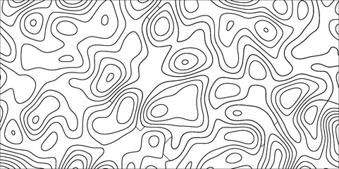 Wall Mural - Abstract Topographic line art background. Mountain topographic terrain map background with white shape lines.Geographic map conceptual design.Black on white contour height lines.