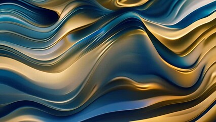 Poster - Dynamic Wave of Gold and Blue Generative AI