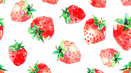 Wall Mural - watercolor_strawberry_on_the_white_background