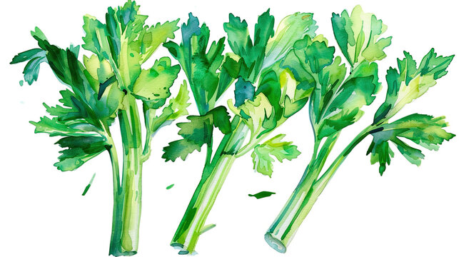 watercolor_celery_the_white_background