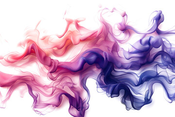 Wall Mural - Pink and purple watercolor paint blend swirls on transparent background.