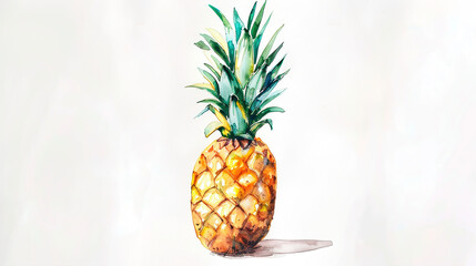 Wall Mural - watercolor_pineapple_on_white_background