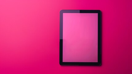 Poster - Modern tablet mockup on vibrant pink background with pop art aesthetics